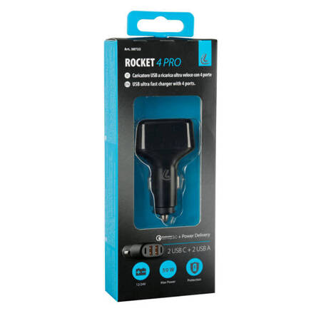 38722 Rocket 4 Pro, ładowarka z 4-portami USB - PD / QC 3.0 - 50 W - 12/24 V