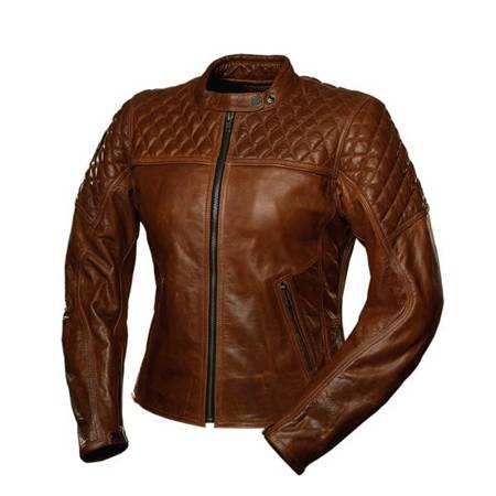 DAMSKA KURTKA MOTOCYKLOWA SKÓRZANA 4SR SCRAMBLER LADY COGNAC