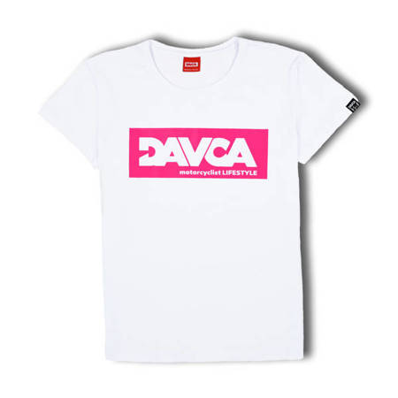 DAVCA T-shirt damski white pink logo