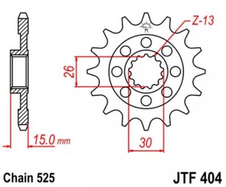 ESJOT ZĘBATKA PRZEDNIA JT F404-15, 15Z, ROZMIAR 525 RACING