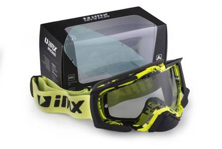 GOGLE IMX DUST GRAPHIC FLO YELLOW/BLACK MATT - SZYBA DARK SMOKE + CLEAR (2 SZYBY W ZESTAWIE)