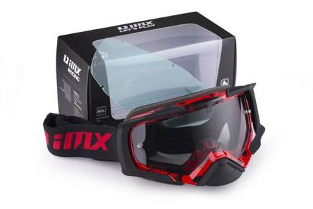 GOGLE IMX DUST GRAPHIC RED/BLACK MATT - SZYBA DARK SMOKE + CLEAR (2 SZYBY W ZESTAWIE)