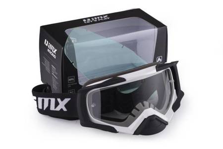 GOGLE IMX DUST WHITE/BLACK MATT - SZYBA DARK SMOKE + CLEAR (2 SZYBY W ZESTAWIE)