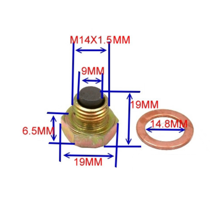 JMP MAGNETYCZNA ŚRUBA SPUSTU OLEJU M14X1,5 Z USZCZELKĄ MIEDZIANĄ