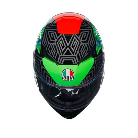 KASK MOTOCYKLOWY AGV K3 KAMELEON CZARNO/CZERWONO/ZIELONY