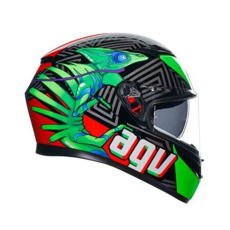 KASK MOTOCYKLOWY AGV K3 KAMELEON CZARNO/CZERWONO/ZIELONY