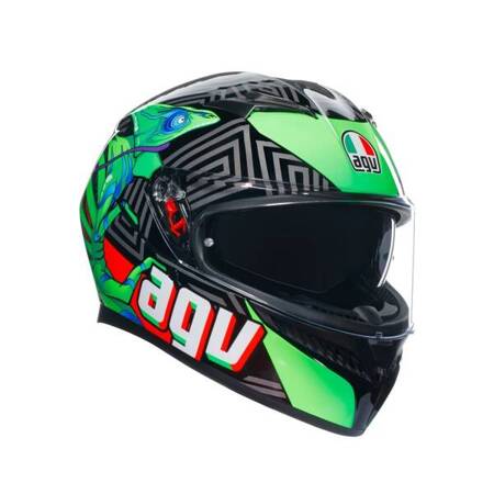 KASK MOTOCYKLOWY AGV K3 KAMELEON CZARNO/CZERWONO/ZIELONY