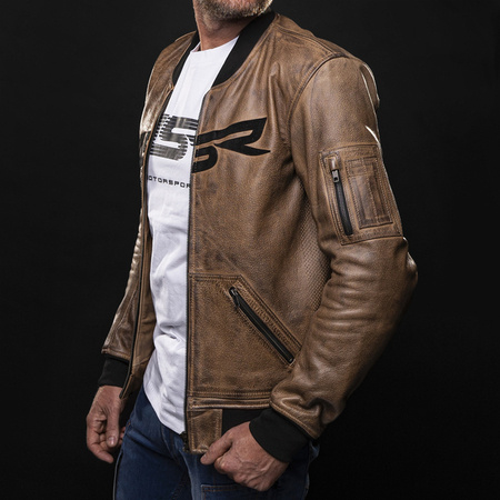 KURTKA MOTOCYKLOWA SKÓRZANA 4SR BOMBER JACKET BROWN PATINA