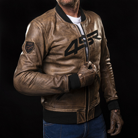 KURTKA MOTOCYKLOWA SKÓRZANA 4SR BOMBER JACKET BROWN PATINA