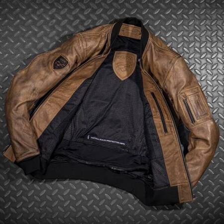 KURTKA MOTOCYKLOWA SKÓRZANA 4SR BOMBER JACKET BROWN PATINA