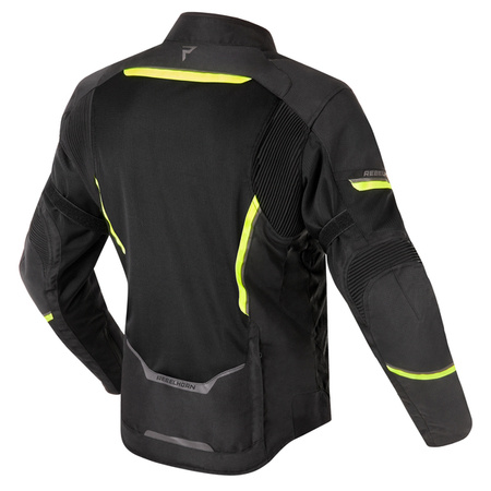 Motocyklowa Kurtka Tekstylna Rebelhorn Flux Black/Flo Yellow