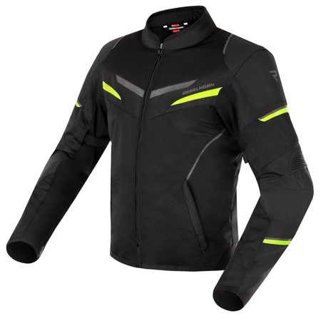 Motocyklowa Kurtka Tekstylna Rebelhorn Flux Black/Flo Yellow