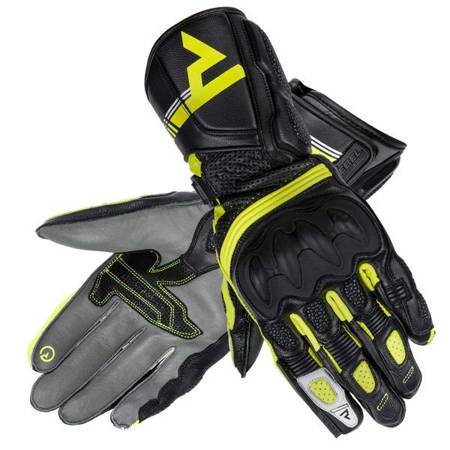 Motocyklowe Rękawice Skórzane Rebelhorn ST Long Lady Black/Grey/Flo Yellow