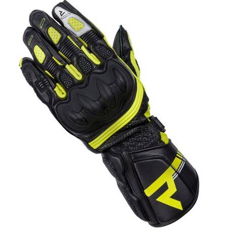 Motocyklowe Rękawice Skórzane Rebelhorn ST Long Lady Black/Grey/Flo Yellow