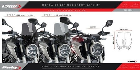 OWIEWKA PUIG DO HONDA CB125R / CB300R 2018-2024 LEKKO PRZYCIEMNIANA