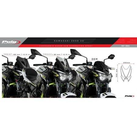 OWIEWKA PUIG DO KAWASAKI Z650 2020-2024 (SPORT) LEKKO PRZYCIEMNIANA