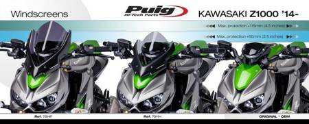 Owiewka PUIG do Kawasaki Z1000 / R 14-21 (Sport) Czarny (N) 7011N