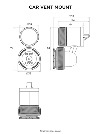 Podstawa w kratkę wentylacyjną samochodu Quad Lock®