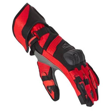 RĘKAWICE SKÓRZANE REBELHORN FIGHTER BLACK/FLUO RED