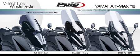 Szyba PUIG V-Tech do Yamaha T-Max 530 12-16 (Sport) Mocno przyciemniany (F) 6036F