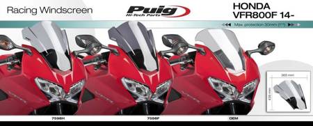 Szyba sportowa PUIG do Honda VFR800F 14-20 Czerwony (R) 7598R