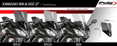 Szyba sportowa PUIG do Kawasaki Ninja 650 17-19 Czarny (N) 9711N