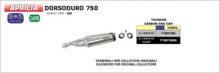 Tłumiki końcowe Arrow Thunder Aluminium czarne Aprilia DORSODURO 750