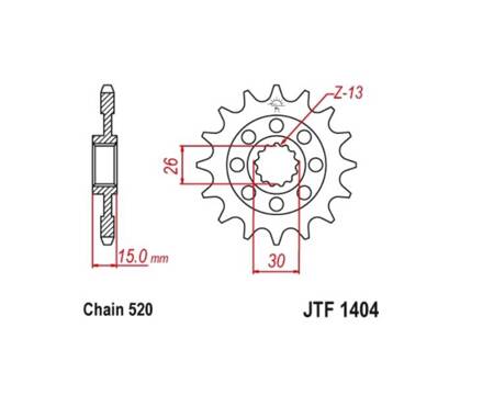 ZĘBATKA PRZEDNIA JT F1404-16, 16Z, ROZMIAR 520 RACING