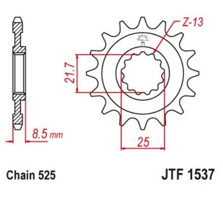 ZĘBATKA PRZEDNIA JT F1537-15, 15Z, ROZMIAR 525