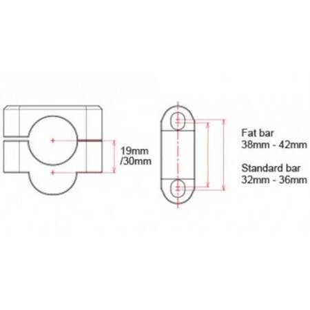 ZETA podwyższenia kierownicy 28,6mm o 19mm